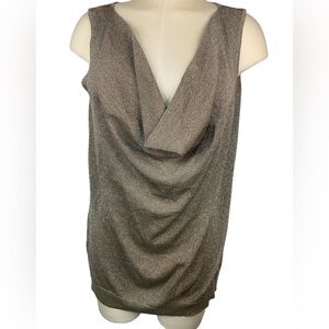 Alfani Woman Silk Blend Shimmering Gold Sleeveless Cowl Neck Top Women’s 2X